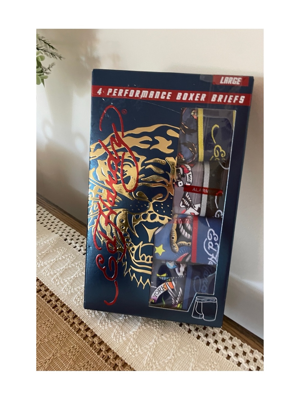 NEW Ed Hardy Boxer Underwear Set of Four in Box Soft Material, Size Large